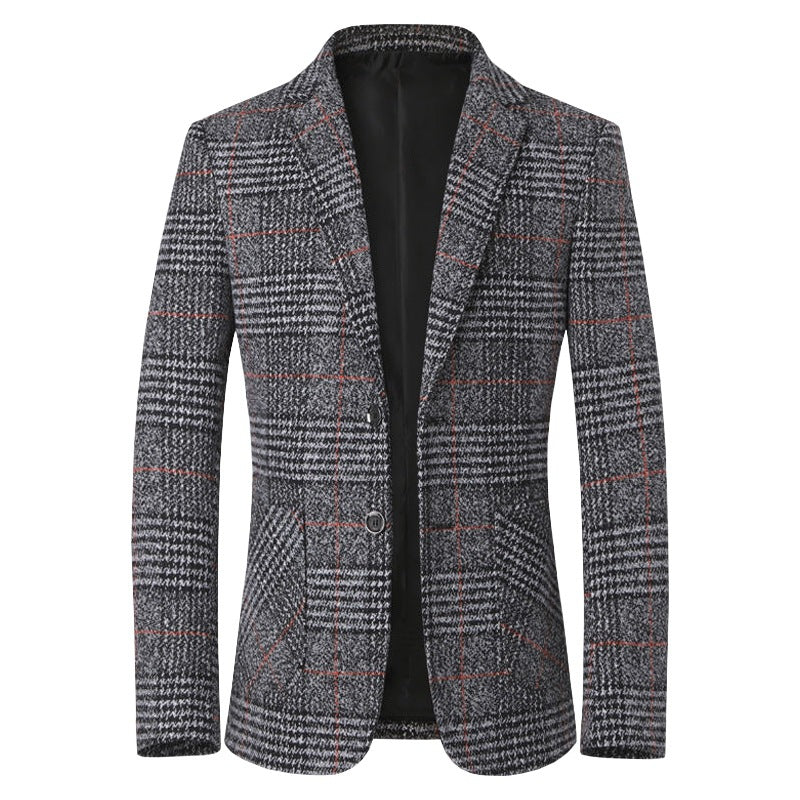 Herren Tweed-Sakko mit Glencheck-Muster und schmaler Passform – Tianoro