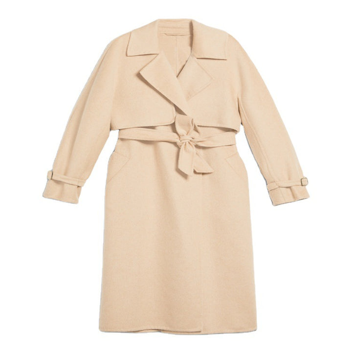 Damen Wollmantel mit Cape‑Schulter und Taillengürtel Echoarchiv