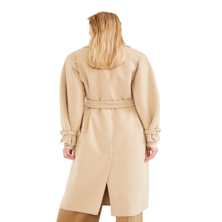 Damen Wollmantel mit Cape‑Schulter und Taillengürtel Echoarchiv