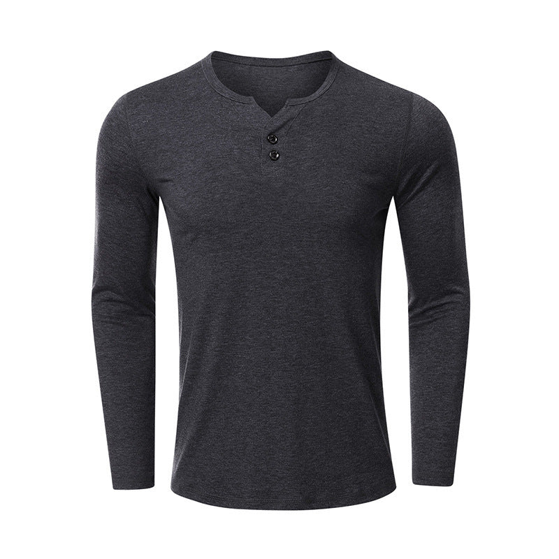 Herren Langarm-Henley-Shirt mit dekorativen Knöpfen Echoarchiv