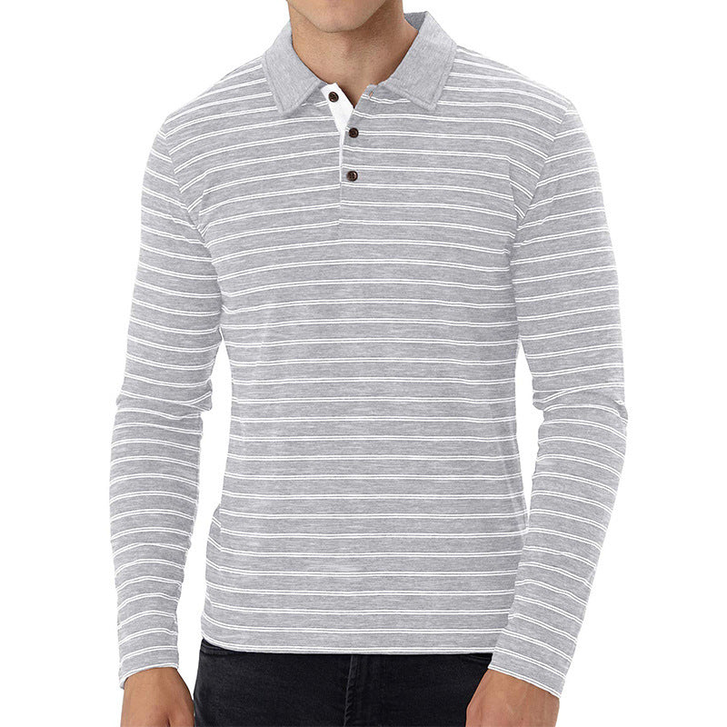 Herren Langarm Poloshirt mit feinen Streifen und modernen Akzenten Echoarchiv