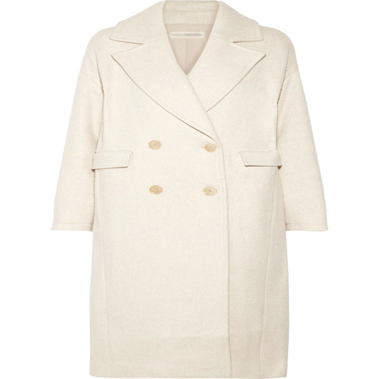 Damen Bodenlanger Relaxed-Fit Wollmix-Mantel mit soften Schultern und Seitenschlitz Echoarchiv
