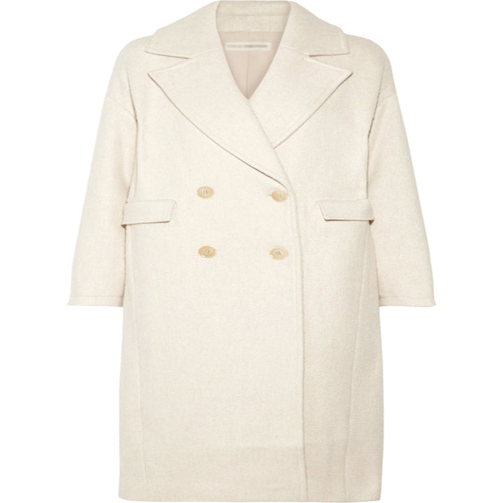 Damen Bodenlanger Relaxed-Fit Wollmix-Mantel mit soften Schultern und Seitenschlitz Echoarchiv