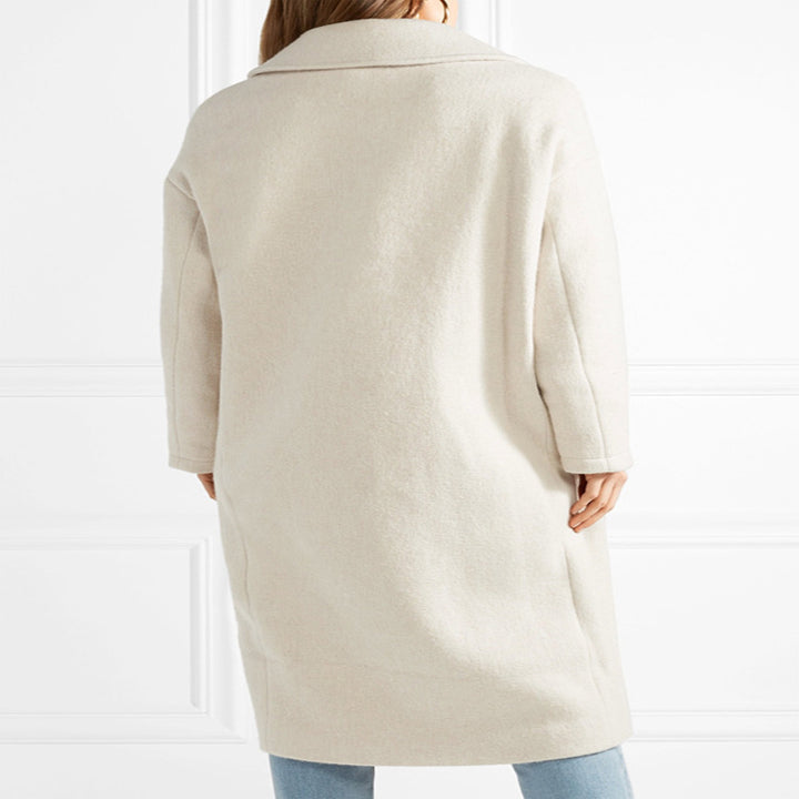 Damen Bodenlanger Relaxed-Fit Wollmix-Mantel mit soften Schultern und Seitenschlitz Echoarchiv