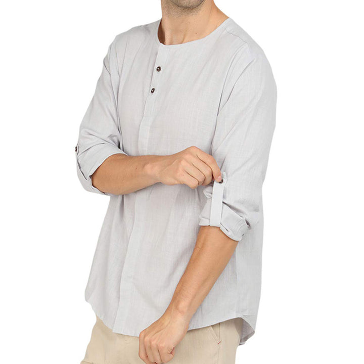 Herren Henley-Hemd mit modernem Stehkragen und Knopfleiste Echoarchiv