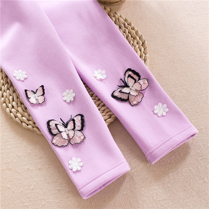Mädchen Leggings mit bunten Schmetterlingsstickereien Echo Archiv