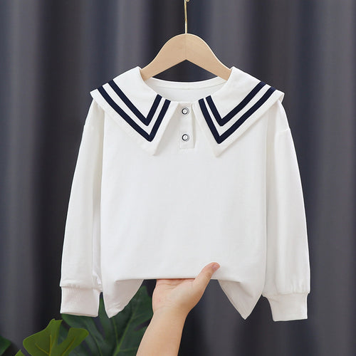 Damen Matrosenbluse mit modernem Kragen und Knopfdetails Echo Archiv