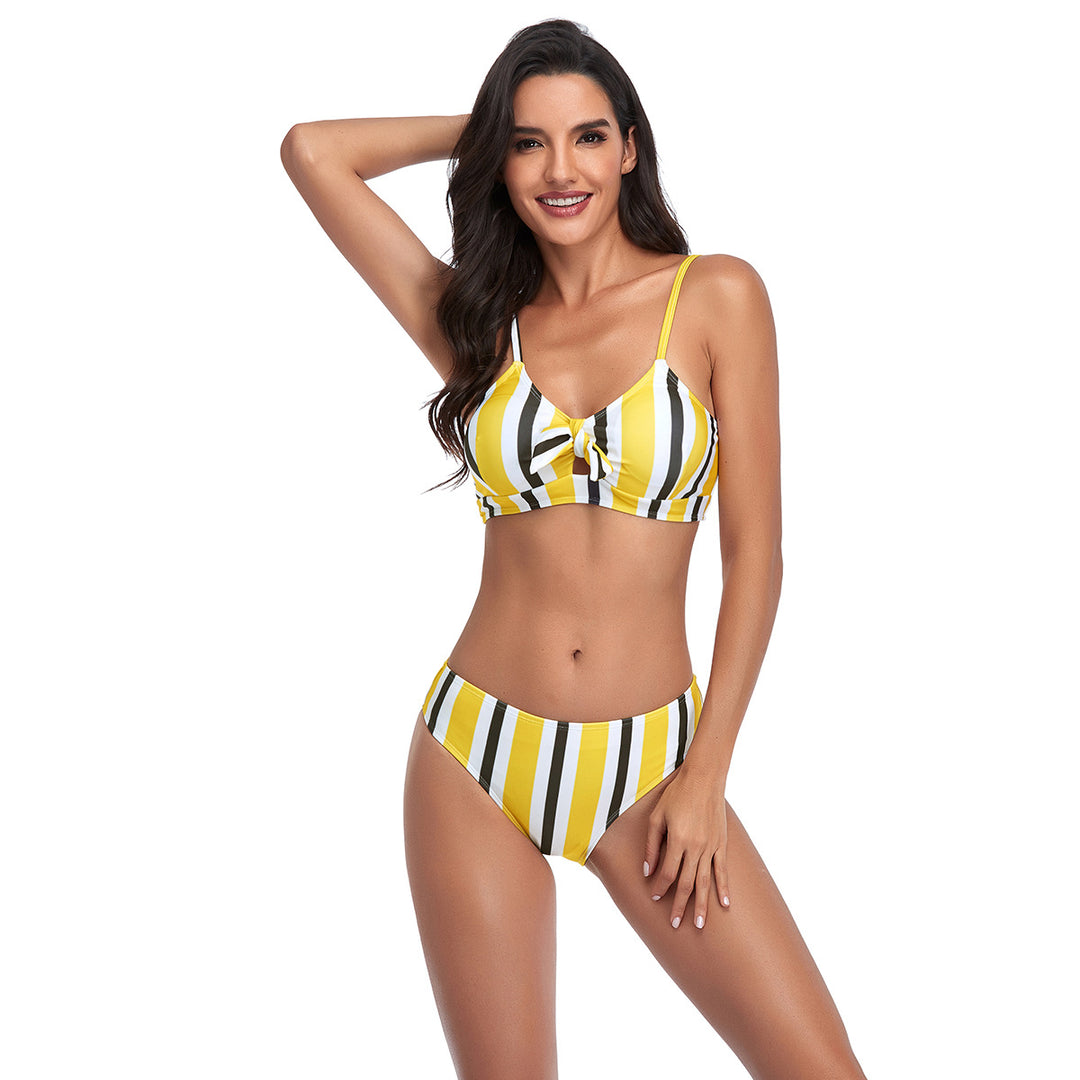 Damen Bikini-Set mit raffiniertem Knoten und modischem Streifenmuster Echo Archiv