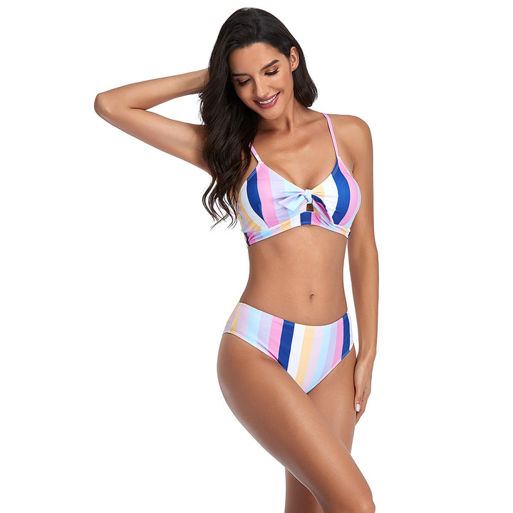 Damen Bikini-Set mit raffiniertem Knoten und modischem Streifenmuster Echo Archiv