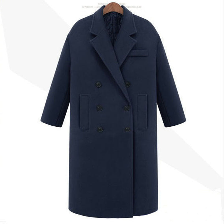 Herren Longcoat im minimalistischen Doppelreiher aus Wollmix mit kastiger Oversize-Silhouette Echoarchiv