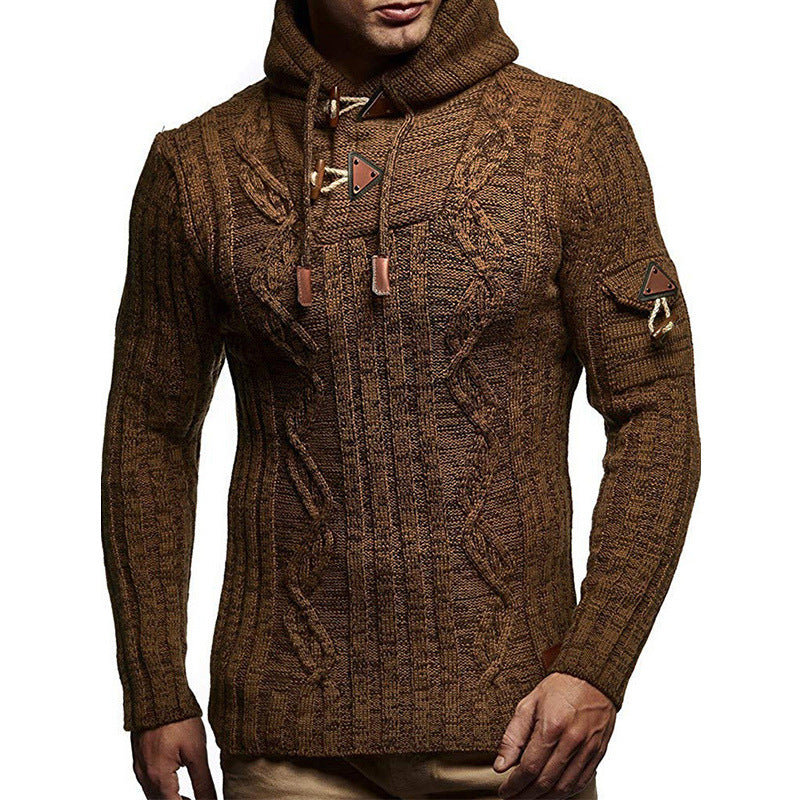 Herren Strickpullover mit Kapuze und hochwertiger Struktur Echoarchiv