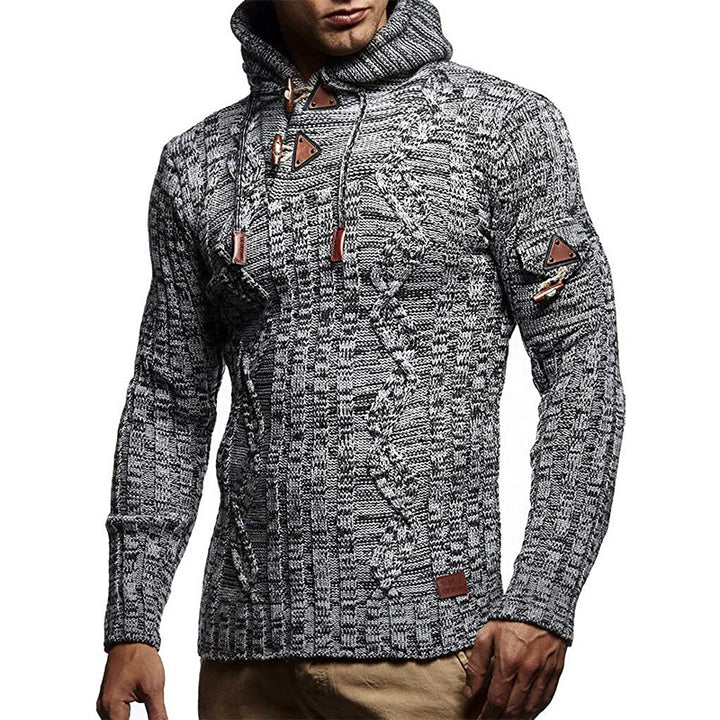 Herren Strickpullover mit Kapuze und hochwertiger Struktur Echoarchiv