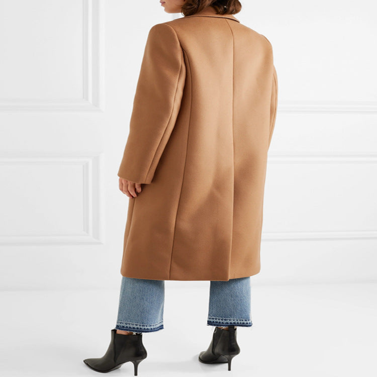 Damen Einreihiger Wollmix-Longcoat mit klarem Tailoring und Pattentaschen Echoarchiv