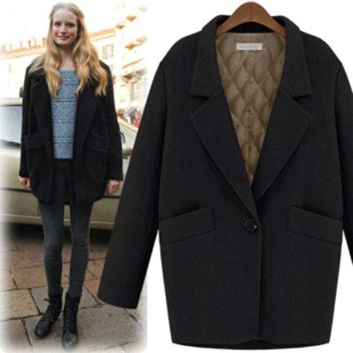 Damen Oversize Wollmix Shortcoat mit gesteppter Innenfütterung und Pattentaschen Echoarchiv