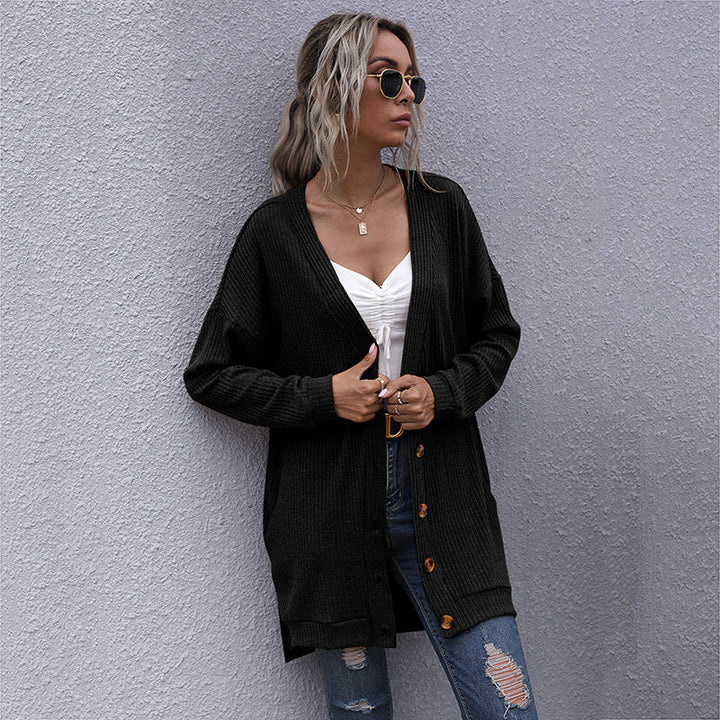 Damen Langer Oversize Strickcardigan mit Strukturstrick, offenen Taschen und lässigem Schnitt Echoarchiv