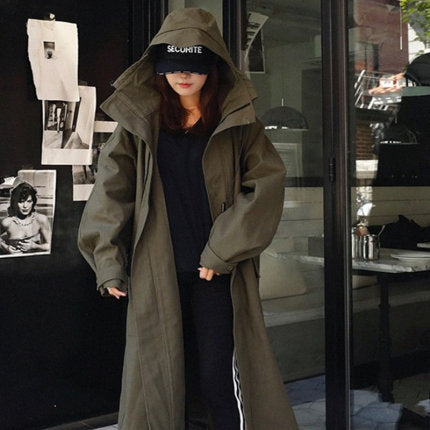 Damen Oversize-Parka mit extralangem Schnitt, großer Kapuze und verdeckter Reißverschluss – Célinea