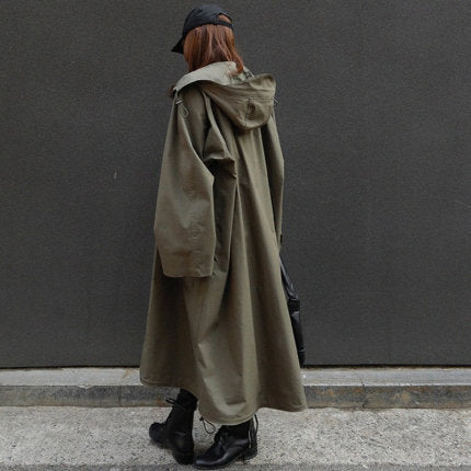 Damen Oversize-Parka mit extralangem Schnitt, großer Kapuze und verdeckter Reißverschluss – Célinea