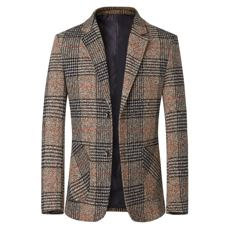 Herren Tweed-Sakko mit Glencheck-Muster und schmaler Passform – Tianoro
