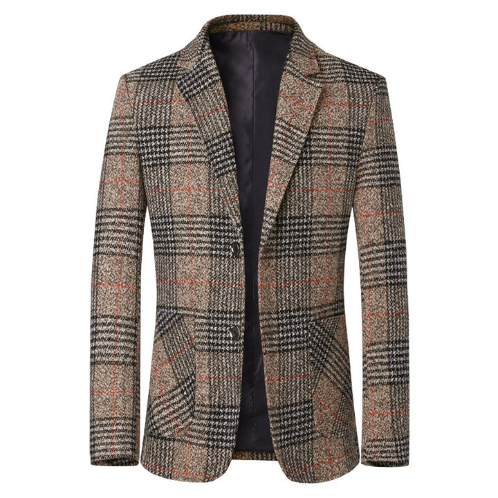 Herren Tweed-Sakko mit Glencheck-Muster und schmaler Passform – Tianoro