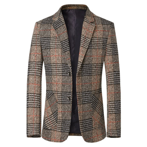 Herren Tweed-Sakko mit Glencheck-Muster und schmaler Passform – Tianoro