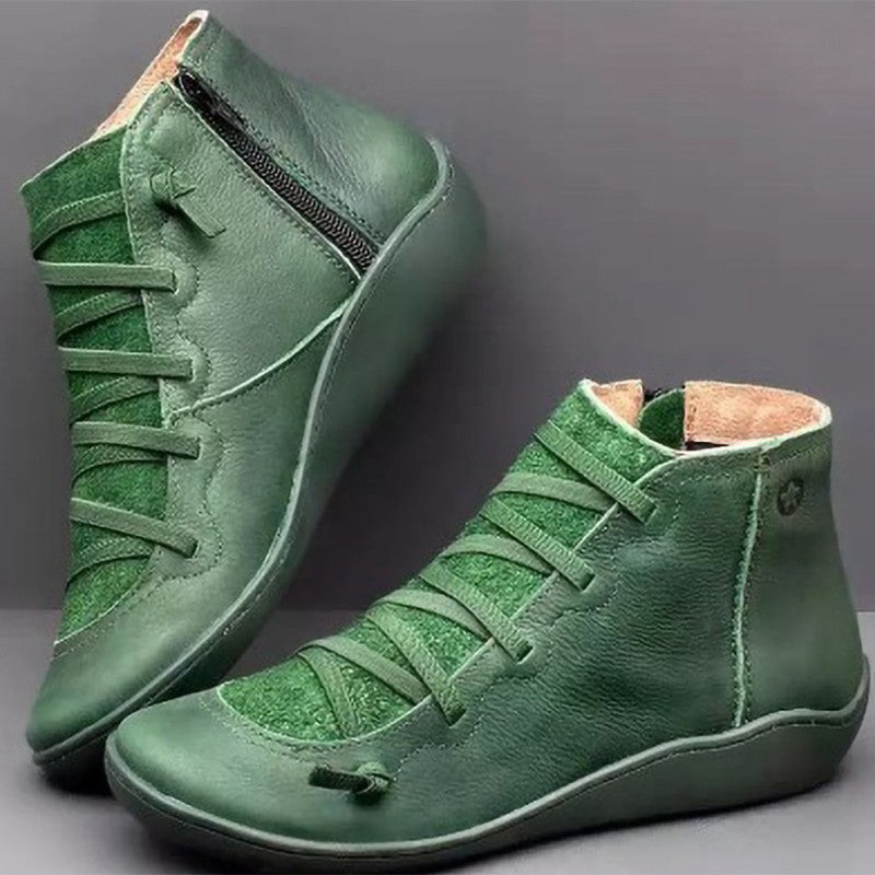 Damen nan komfortable Leder-Hochschaft-Sneaker mit seitlichem Reißverschluss und elastischer Schnürung Echo Archiv