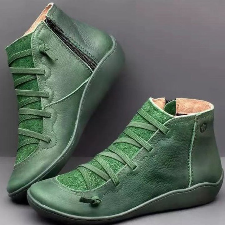 Damen nan komfortable Leder-Hochschaft-Sneaker mit seitlichem Reißverschluss und elastischer Schnürung Echo Archiv