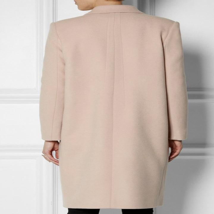 Damen Midilanger Wollmix-Mantel mit minimalistischer Einreiher-Front und Pattentaschen Echoarchiv