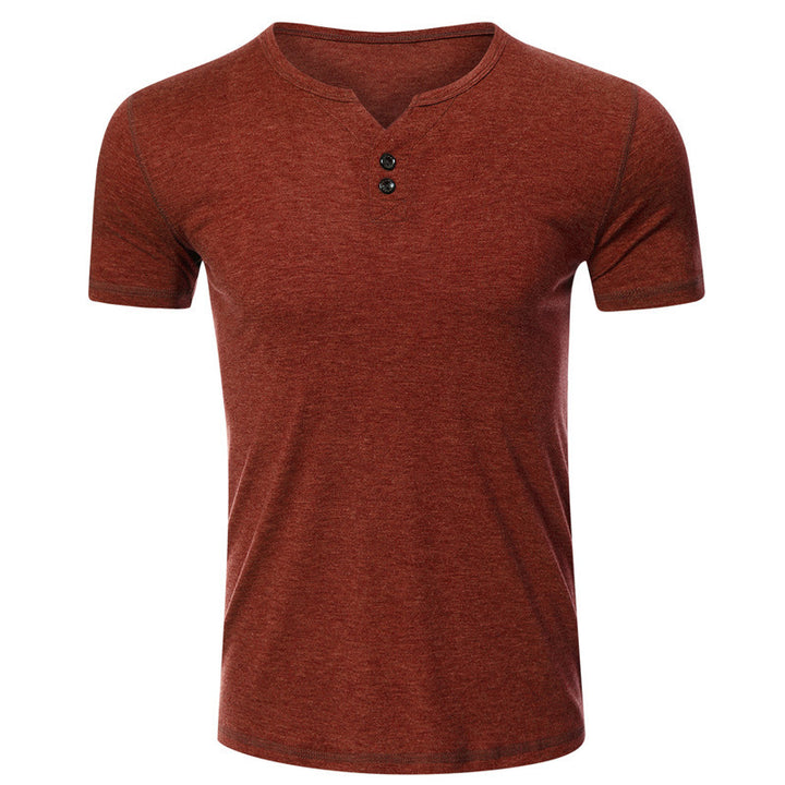 Herren Kurzarm-Henley-Shirt mit Knopfdetail und figurschmeichelndem Schnitt Echoarchiv