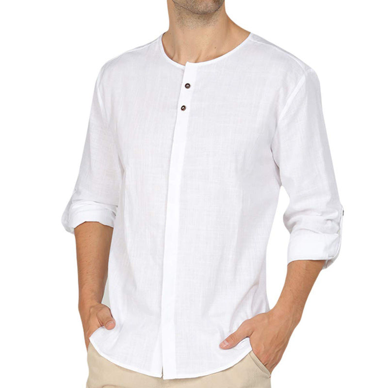 Herren Henley-Hemd mit modernem Stehkragen und Knopfleiste Echoarchiv