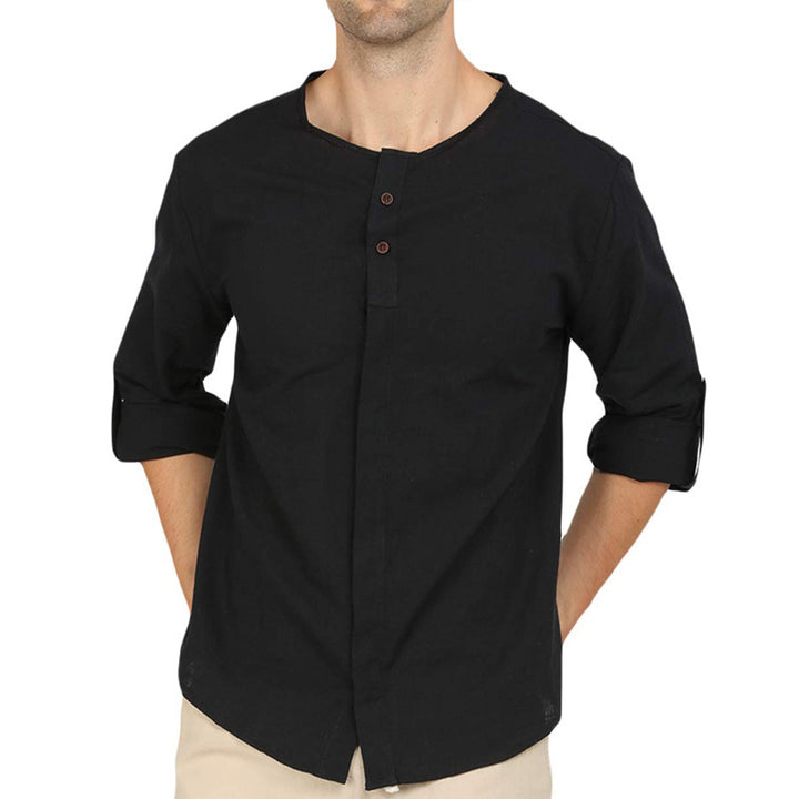 Herren Henley-Hemd mit modernem Stehkragen und Knopfleiste Echoarchiv