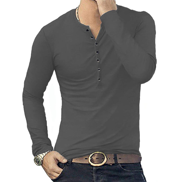 Herren Langarm-Henley-Shirt mit klassischer Knopfleiste und bequemem Schnitt Echoarchiv