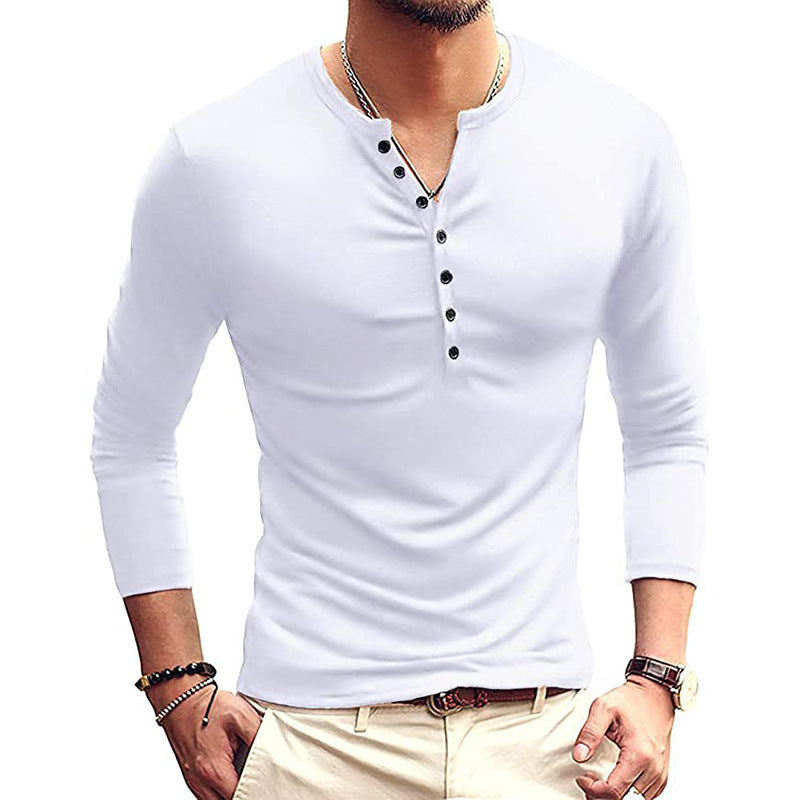 Herren Langarm-Henley-Shirt mit klassischer Knopfleiste und bequemem Schnitt Echoarchiv