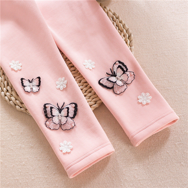 Mädchen Leggings mit bunten Schmetterlingsstickereien Echo Archiv