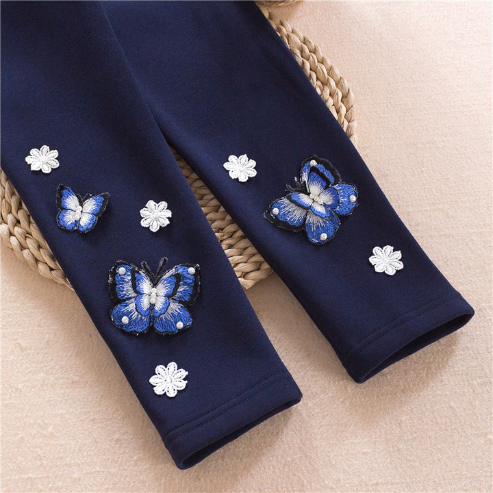 Mädchen Leggings mit bunten Schmetterlingsstickereien Echo Archiv