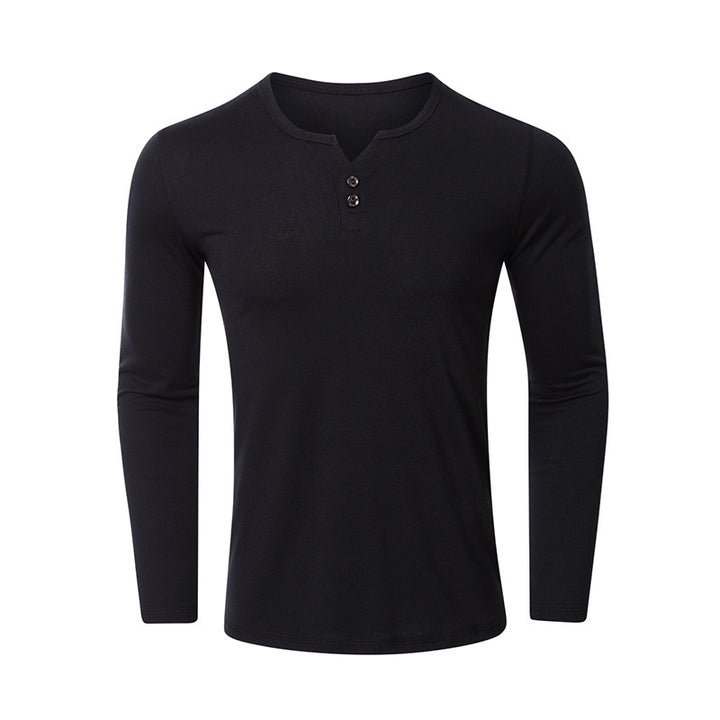 Herren Langarm-Henley-Shirt mit dekorativen Knöpfen Echoarchiv