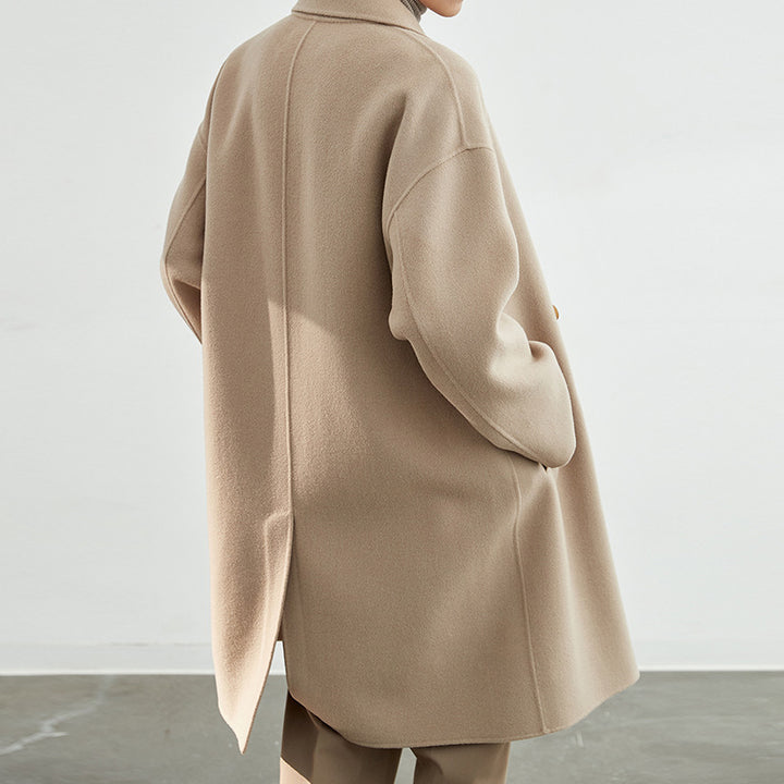 Herren Lang geschnittener Doppelreiher-Wollmixmantel mit Oversize-Passform Echoarchiv