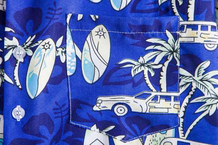 Herren Kurzarmhemd im tropischen Surf-Design Echoarchiv