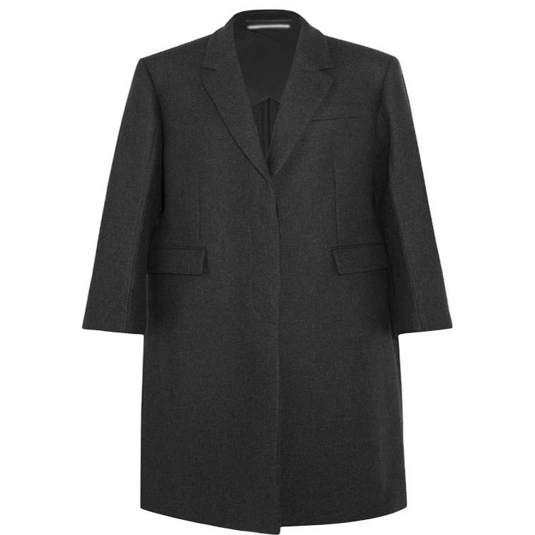 Damen Oversize Einreihiger Maxilanger Wollmix-Longcoat mit relaxter Schulter und Pattentaschen Echoarchiv