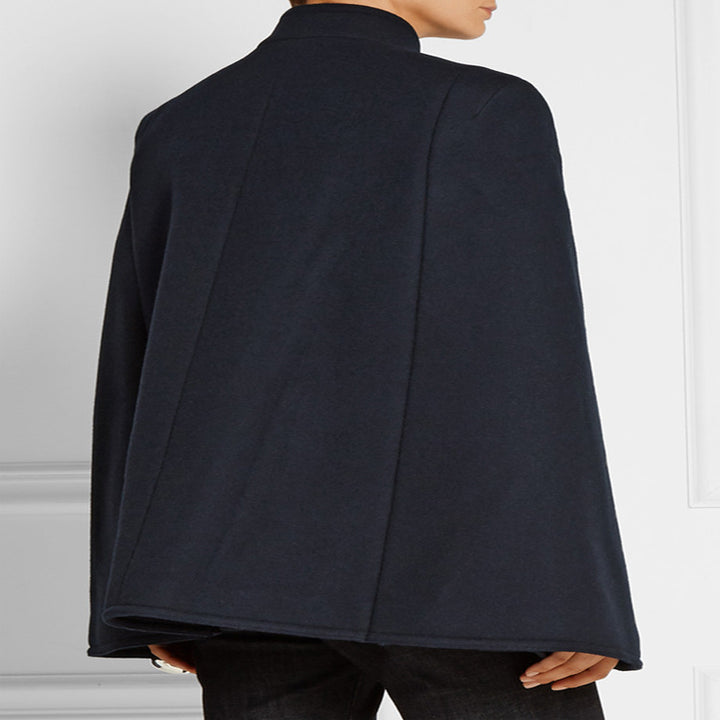 Damen Kurzer Cape-Mantel im Military‑Stil mit Doppelreihe und Stehkragen Echoarchiv