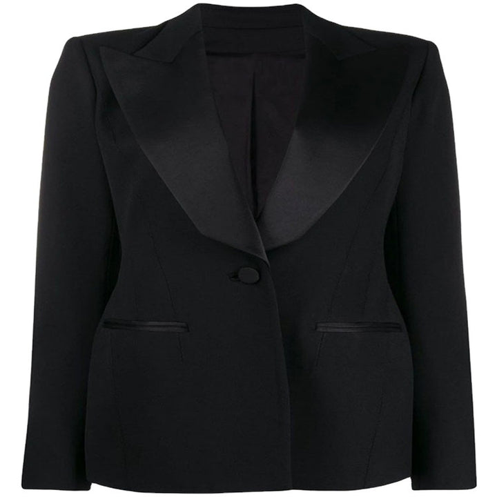 Damen Tailliertes Smoking-Blazerjackett mit Satin-Schalkragen und präzisem Tailoring Echoarchiv