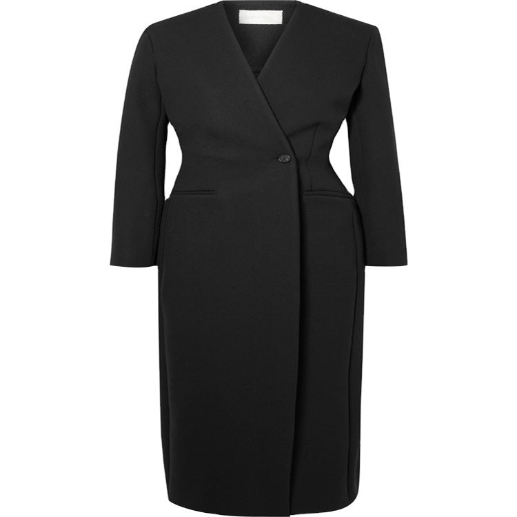 Damen Maxilanger minimalistischer Tailoring Mantel mit offener Front Echoarchiv