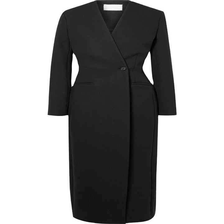 Damen Maxilanger minimalistischer Tailoring Mantel mit offener Front Echoarchiv