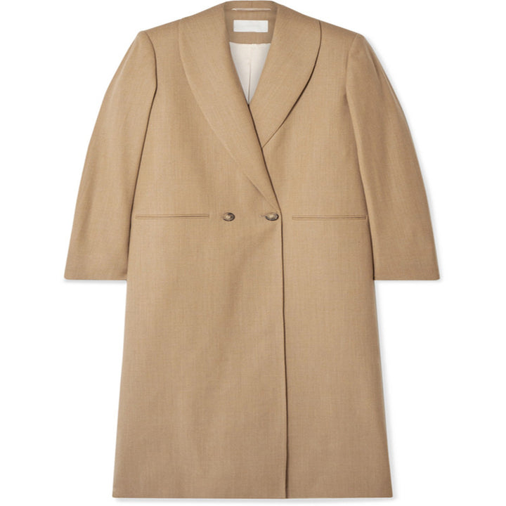 Damen Maxilanger minimalistischer Einreihiger Wollmix-Longcoat mit offenem Schalkragen Echoarchiv
