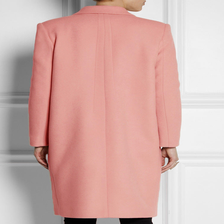 Damen Midilanger Wollmix-Mantel mit minimalistischer Einreiher-Front und Pattentaschen Echoarchiv