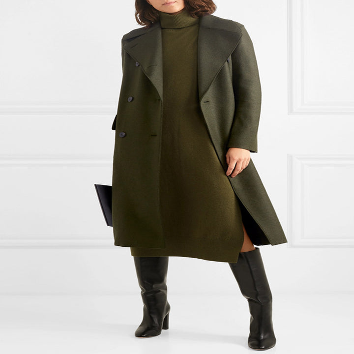 Damen Midilanges Rollkragen‑Strickkleid mit Seitenschlitz und relaxed Fit Echoarchiv