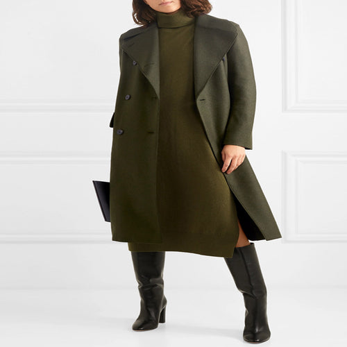 Damen Midilanges Rollkragen‑Strickkleid mit Seitenschlitz und relaxed Fit Echoarchiv