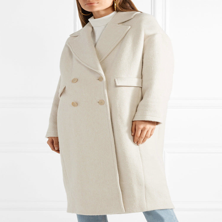 Damen Bodenlanger Relaxed-Fit Wollmix-Mantel mit soften Schultern und Seitenschlitz Echoarchiv