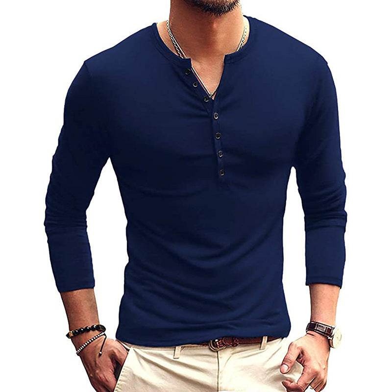 Herren Langarm-Henley-Shirt mit klassischer Knopfleiste und bequemem Schnitt Echoarchiv