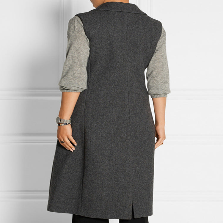 Damen Ärmelloser Wollmix-Mantel mit ausgestellter A‑Linien‑Silhouette und Ein‑Knopf‑Front Echoarchiv