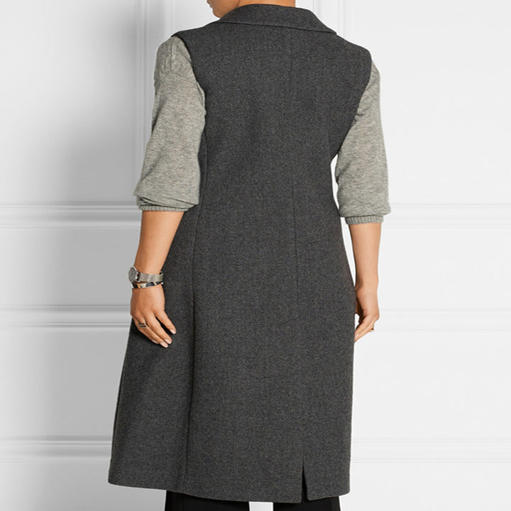 Damen Ärmelloser Wollmix-Mantel mit ausgestellter A‑Linien‑Silhouette und Ein‑Knopf‑Front Echoarchiv